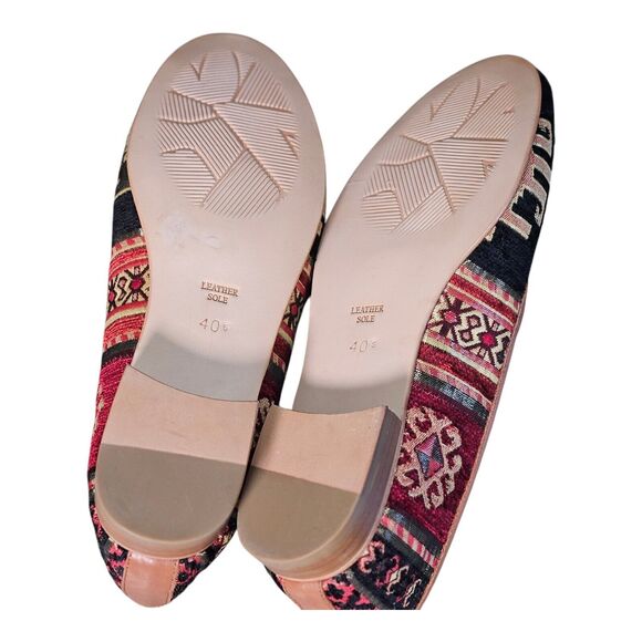 Turkish Kilim Wool Embroidered Carpet Loafers Shoes Women's 9 Indie Boho Art - Picture 4 of 6